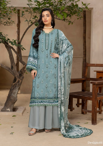 3 Piece Stitched Embroidered Viscose Suit