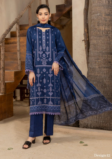 3 Piece Stitched Embroidered Viscose Suit