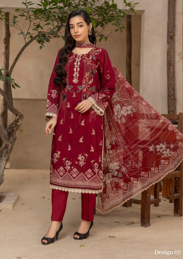 3 Piece Stitched Embroidered Viscose Suit