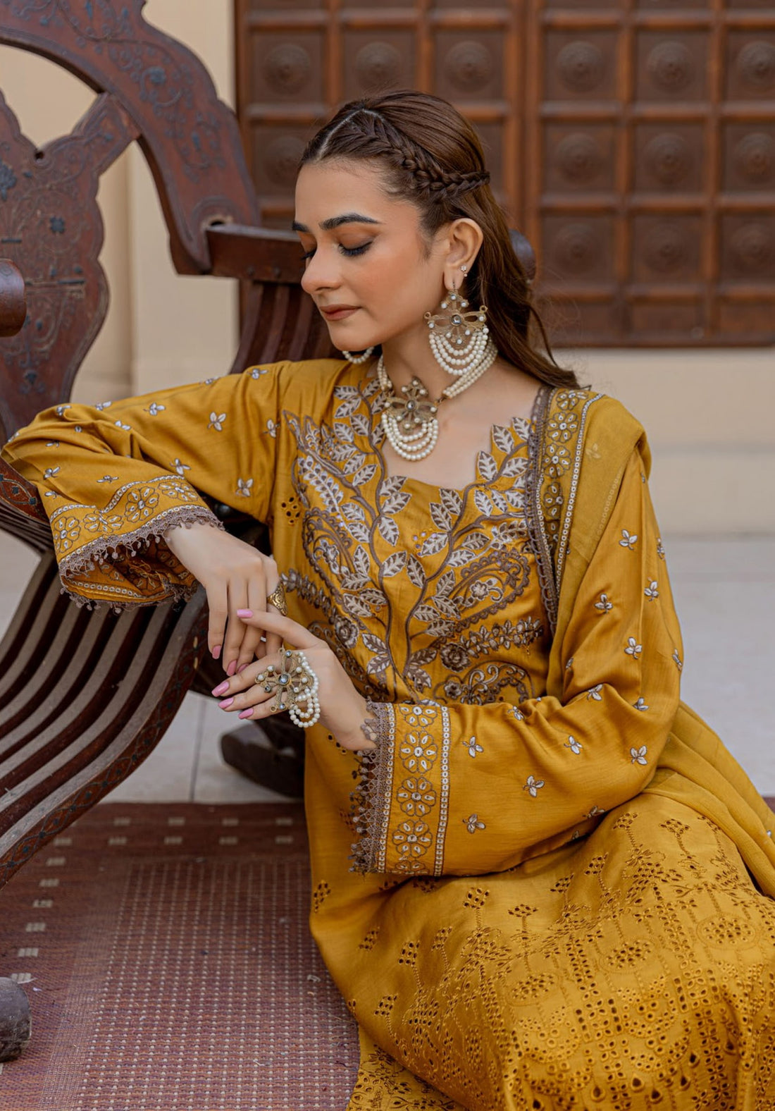 3 Piece Unstitched Chikankari Viscose Suit