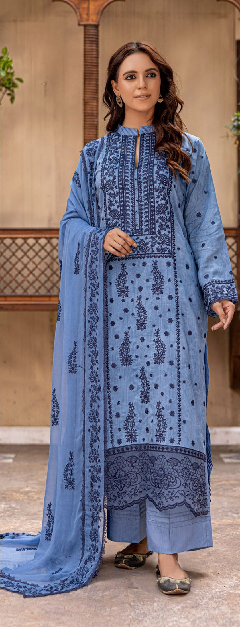 3 Piece Unstitched Embroidered Viscose Suit