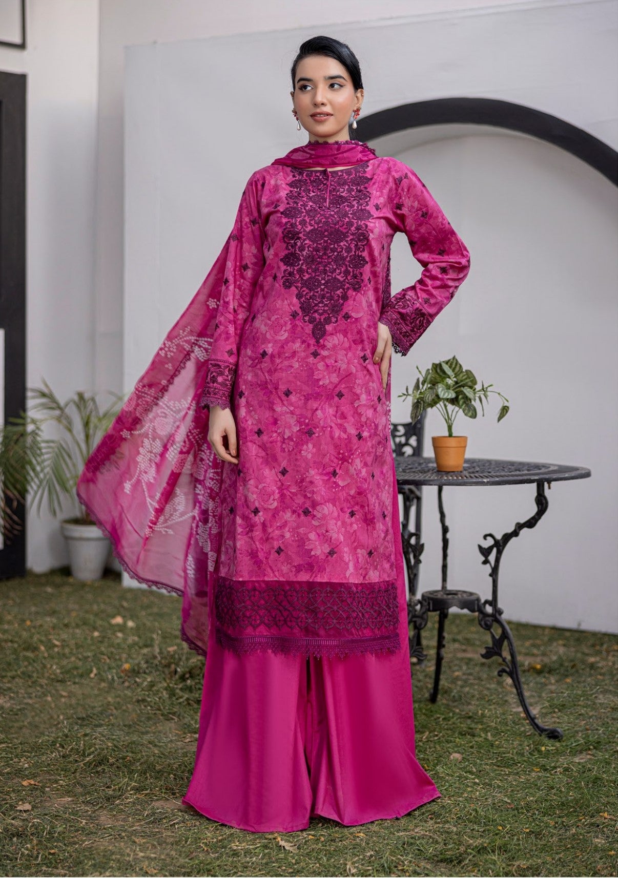 3 Piece Unstitched Embroidered Lawn Suit