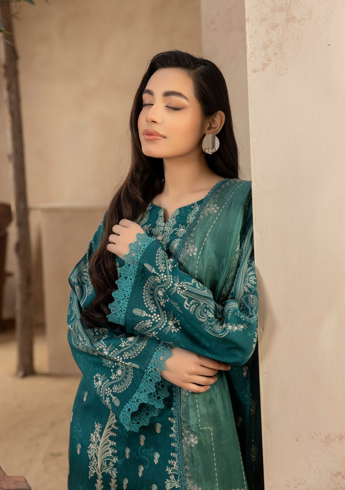 3 Piece Stitched Embroidered Viscose Suit