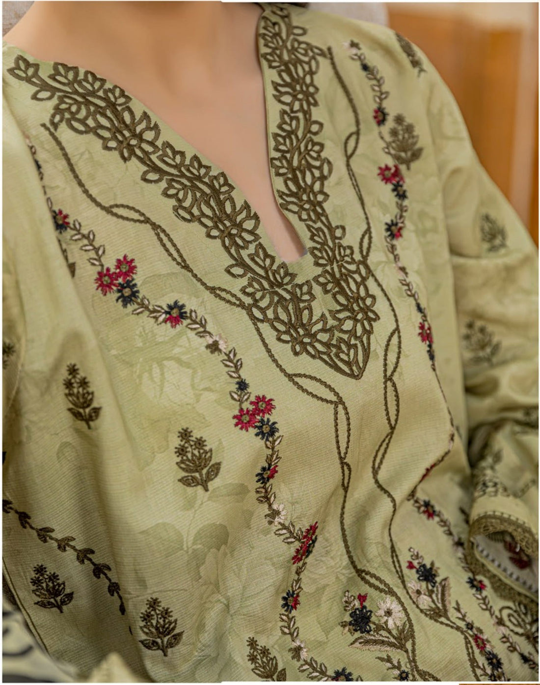3 Piece Unstitched Embroidered Viscose Suit