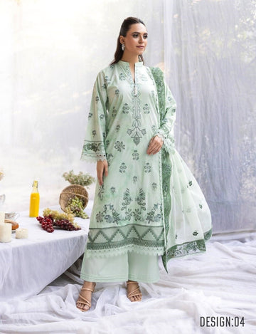 3 Piece Unstitched Embroidered Lawn Suit