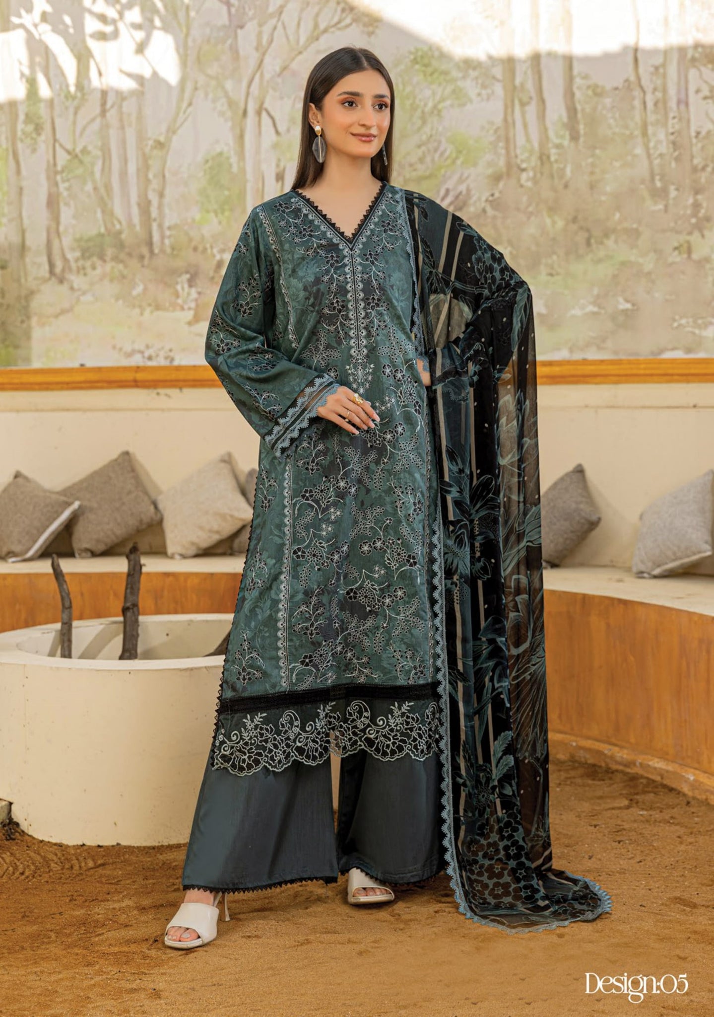 3 Piece Unstitched Embroidered Viscose Suit