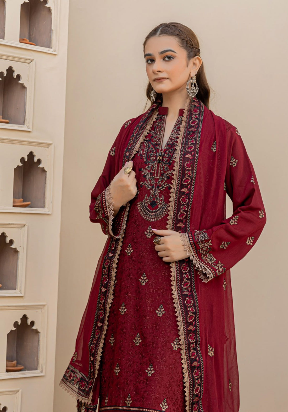 3 Piece Unstitched Chikankari Viscose Suit