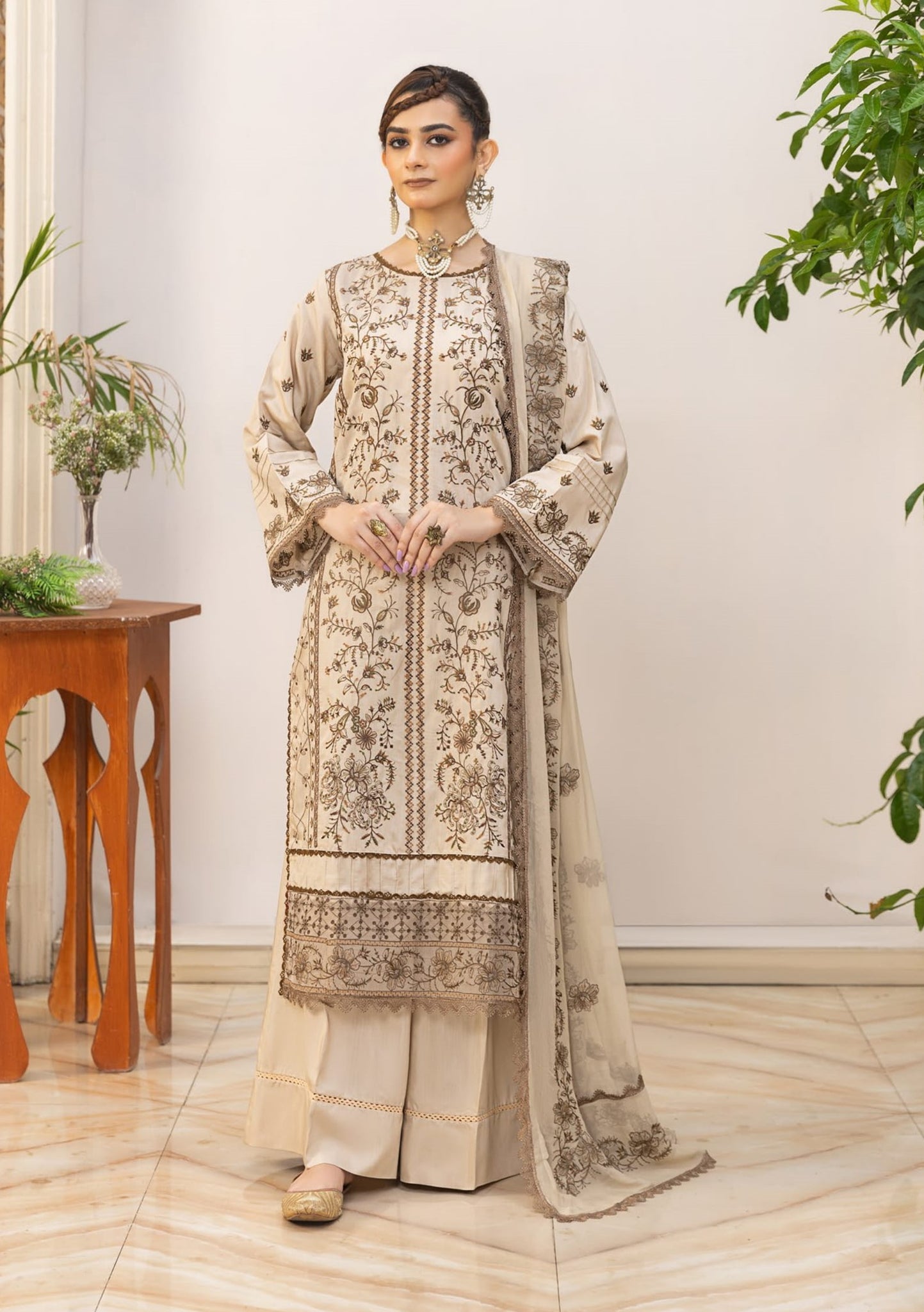 3 Piece Unstitched Embroidered Viscose Suit
