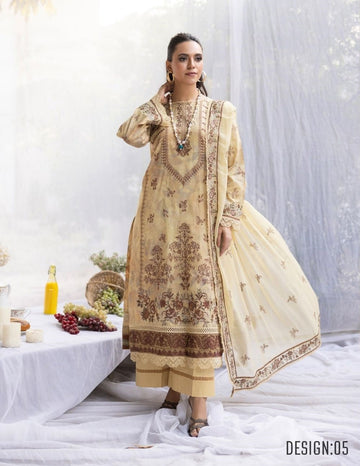 3 Piece Unstitched Embroidered Lawn Suit