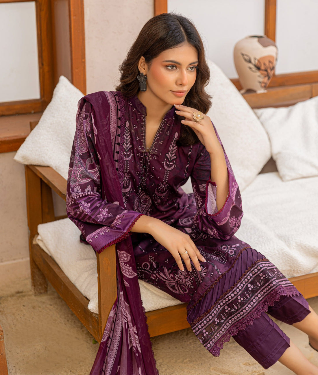 3 Piece Unstitched Embroidered Viscose Suit