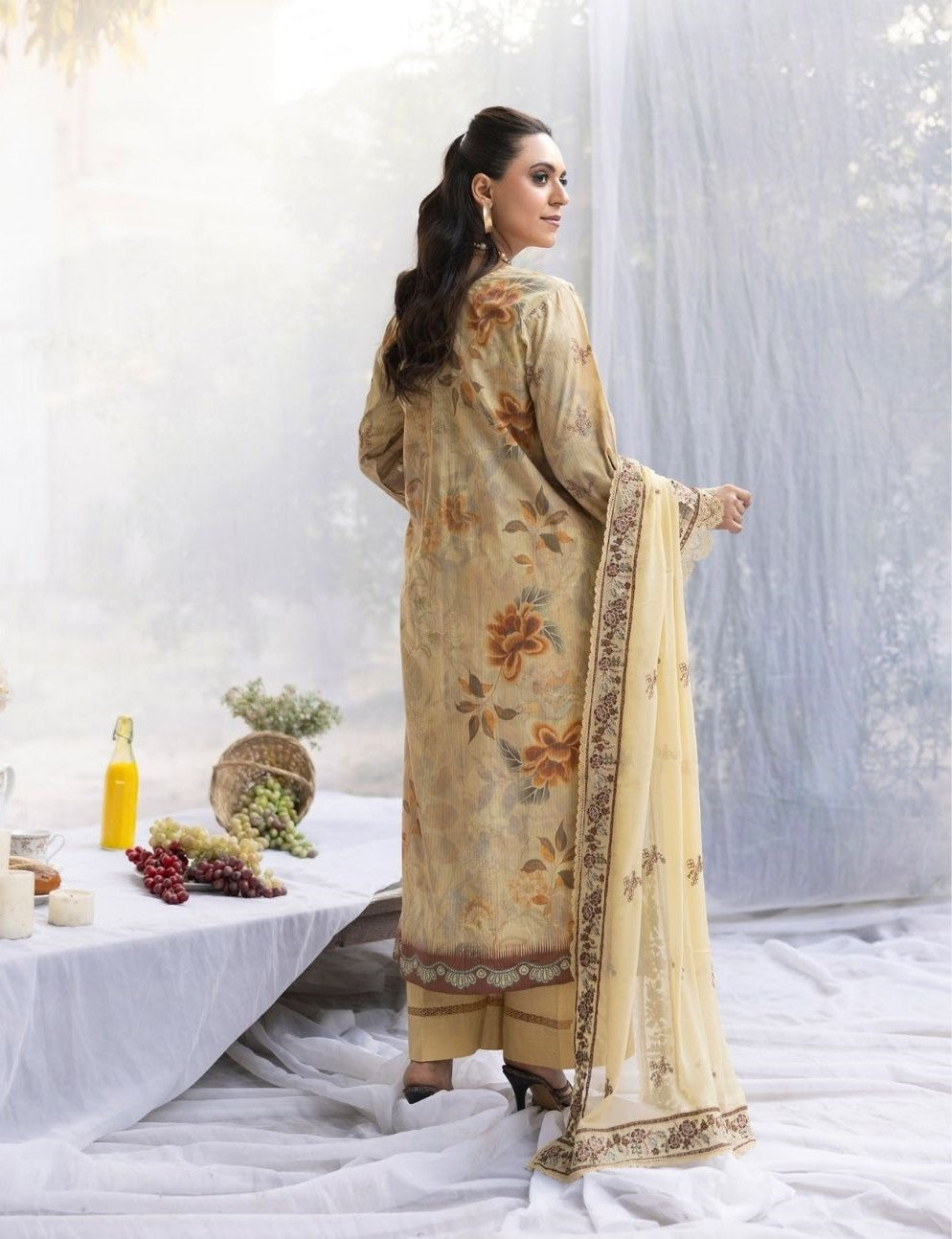 3 Piece Unstitched Embroidered Lawn Suit