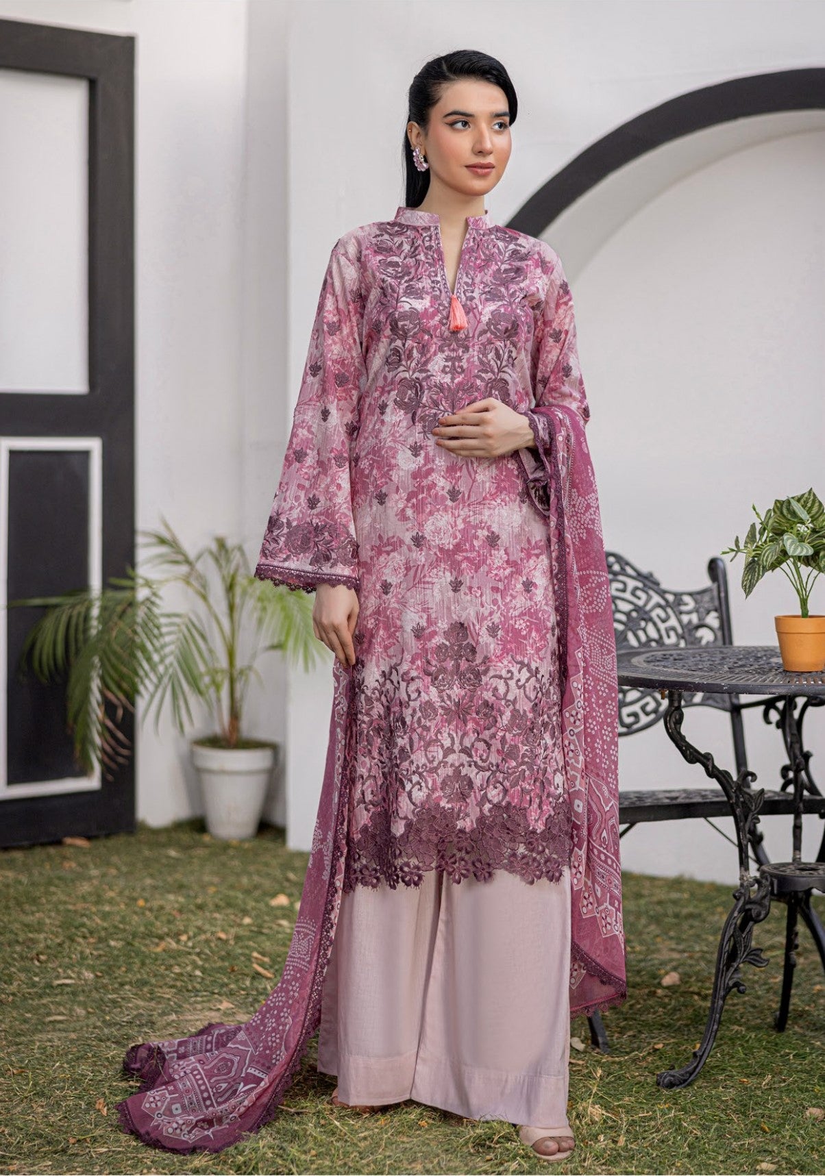 3 Piece Unstitched Embroidered Lawn Suit