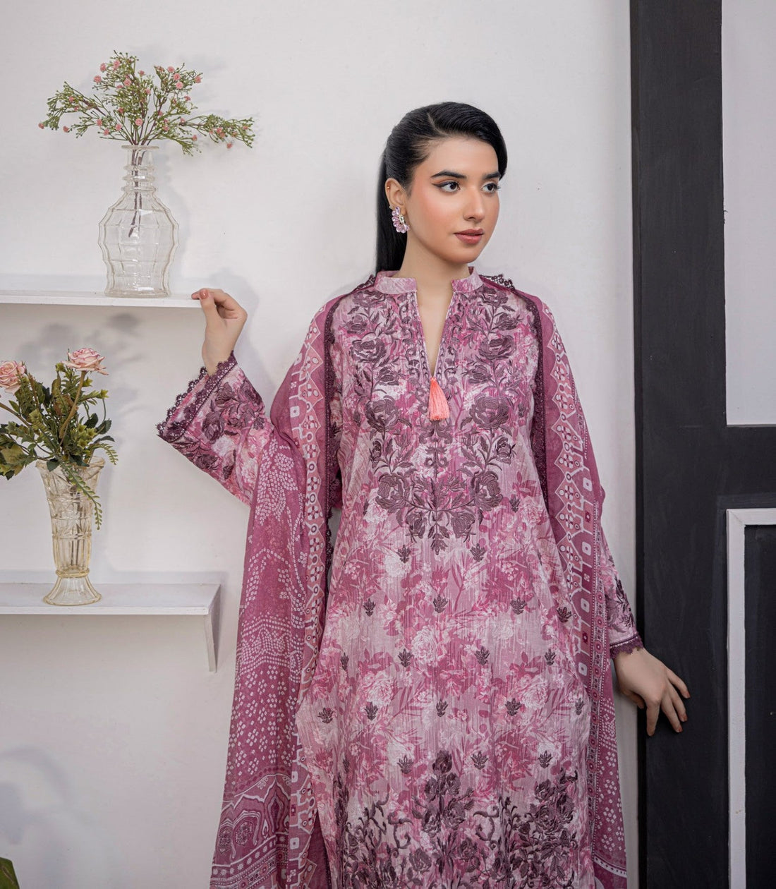 3 Piece Unstitched Embroidered Lawn Suit