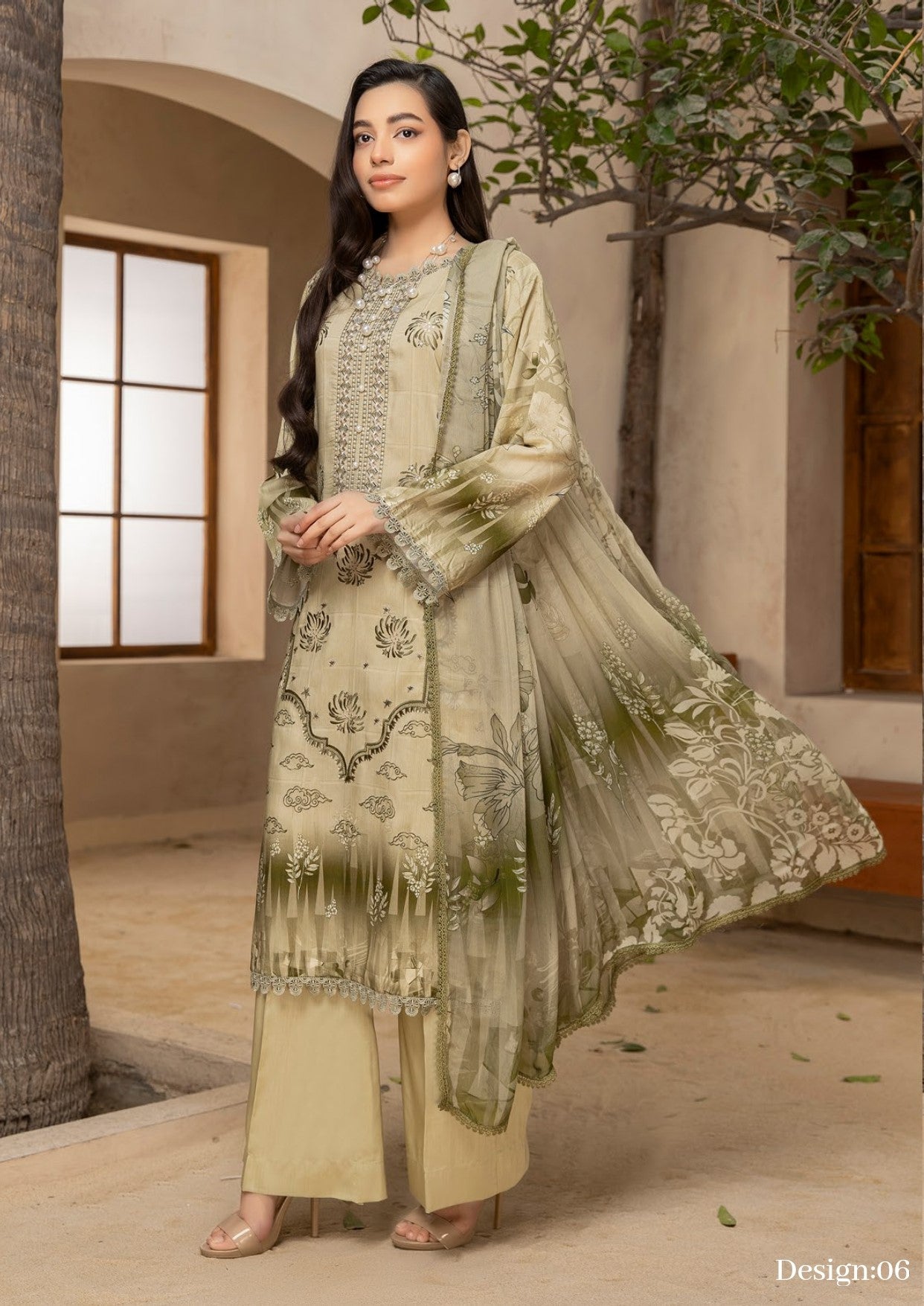3 Piece Stitched Embroidered Viscose Suit