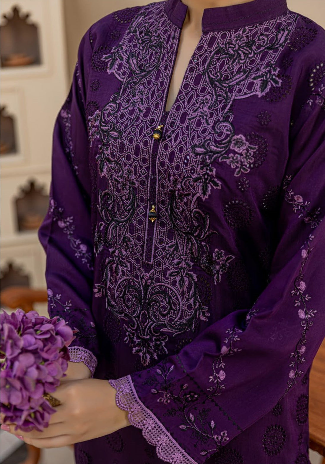 3 Piece Unstitched Chikankari Viscose Suit