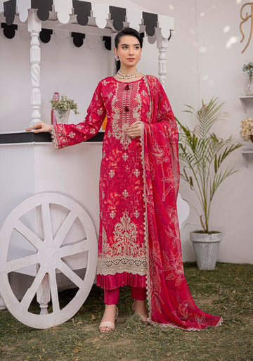 3 Piece Unstitched Embroidered Lawn Suit