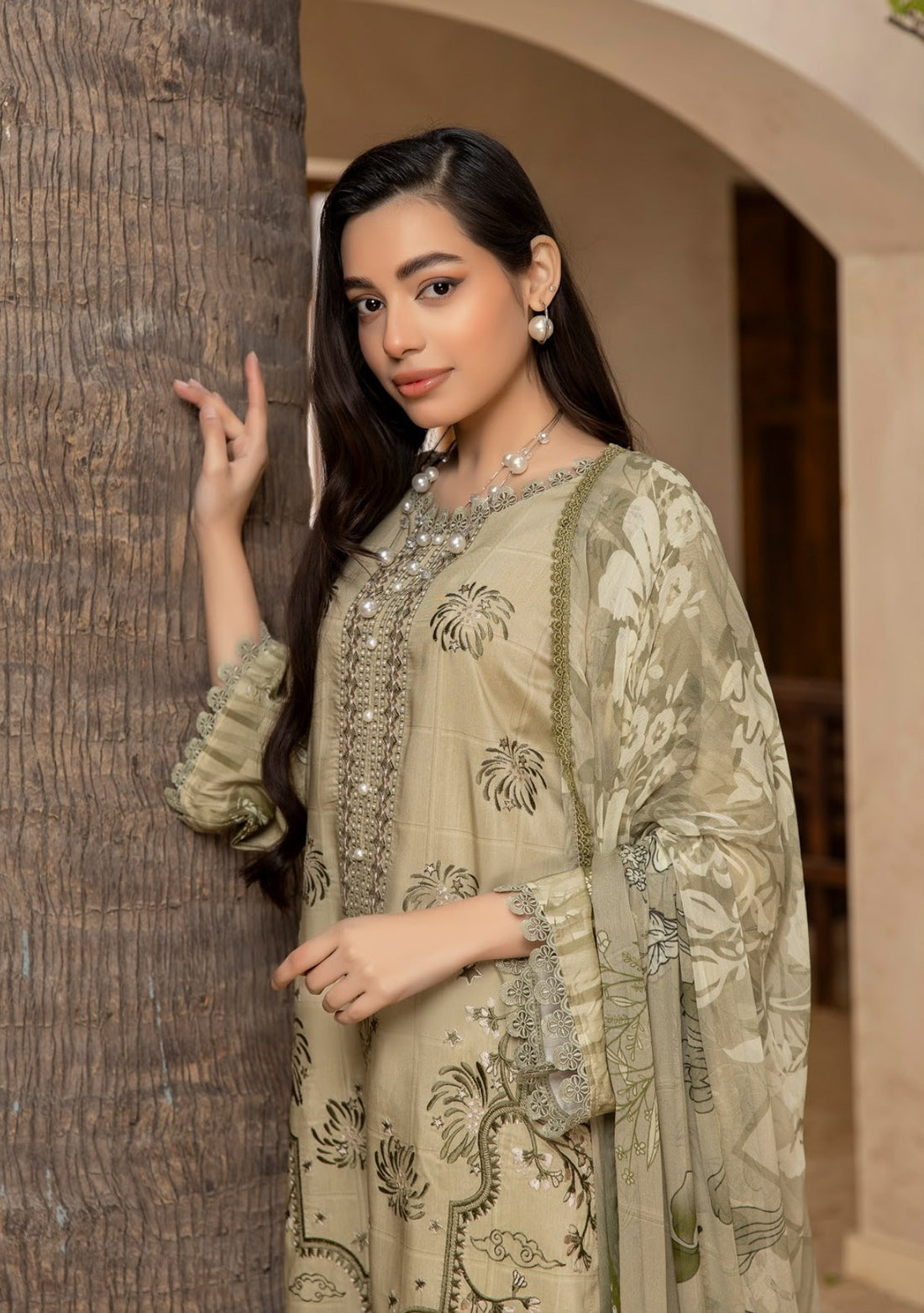 3 Piece Stitched Embroidered Viscose Suit