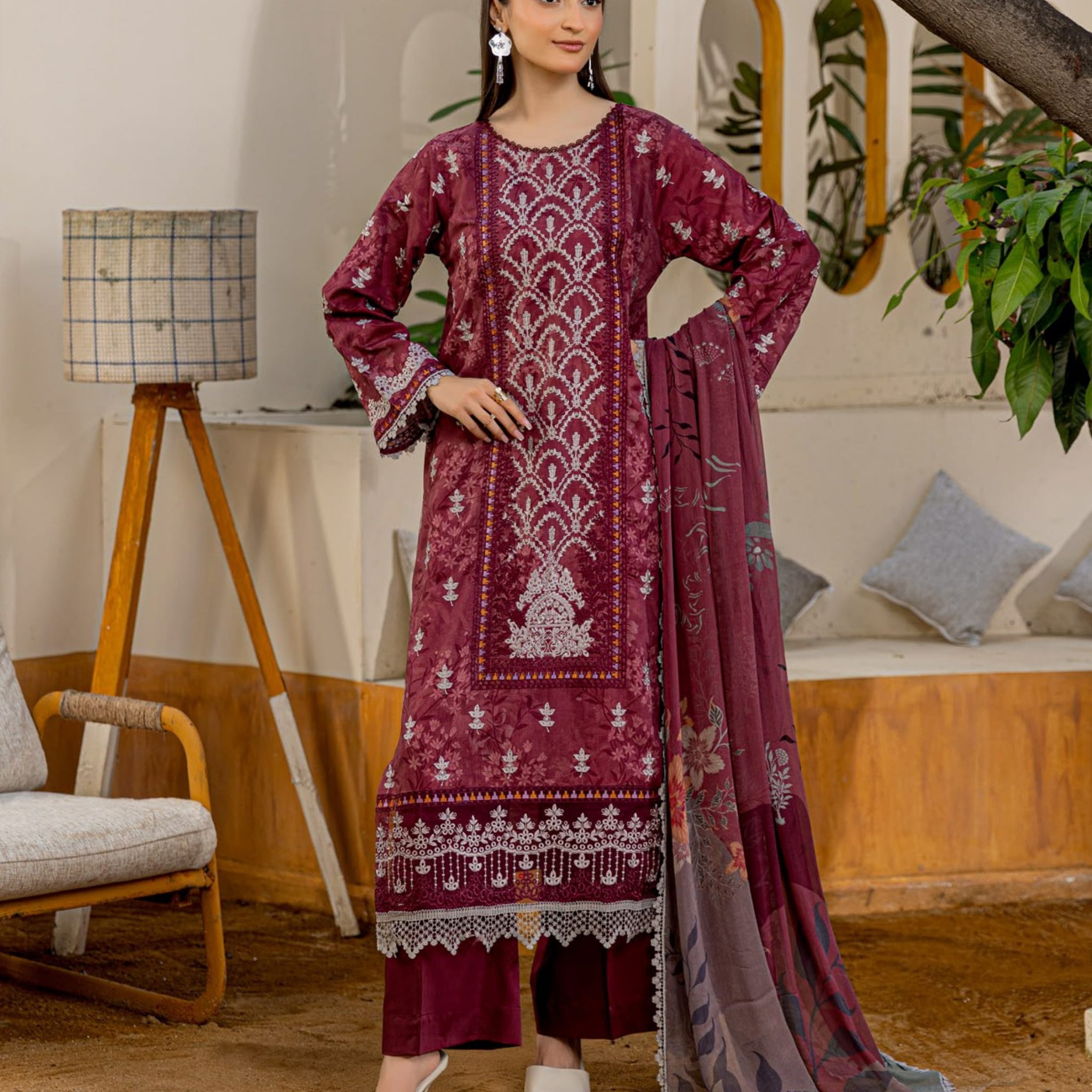 3 Piece Unstitched Embroidered Viscose Suit