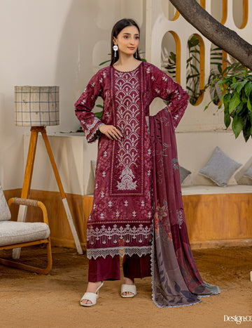 3 Piece Unstitched Embroidered Viscose Suit