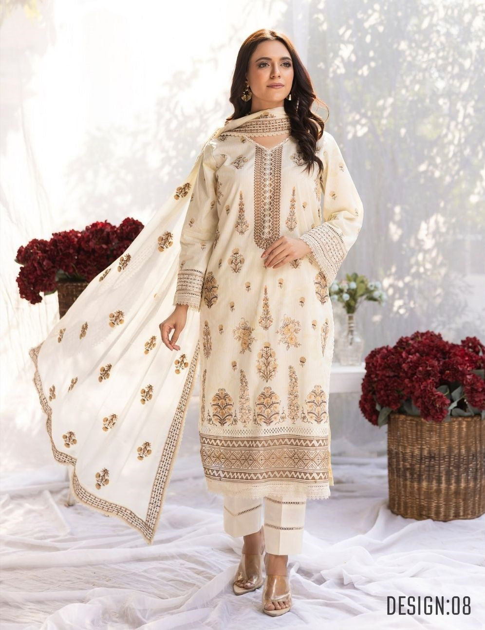 3 Piece Unstitched Embroidered Lawn Suit
