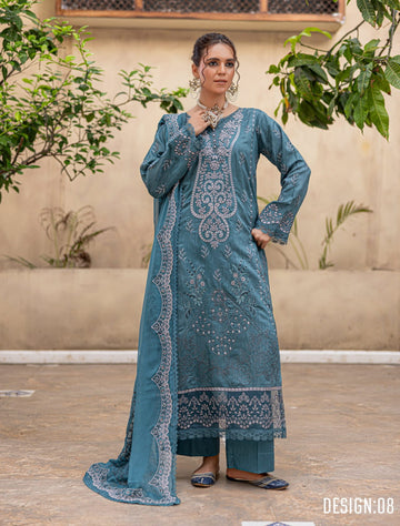3 Piece Unstitched Embroidered Viscose Suit