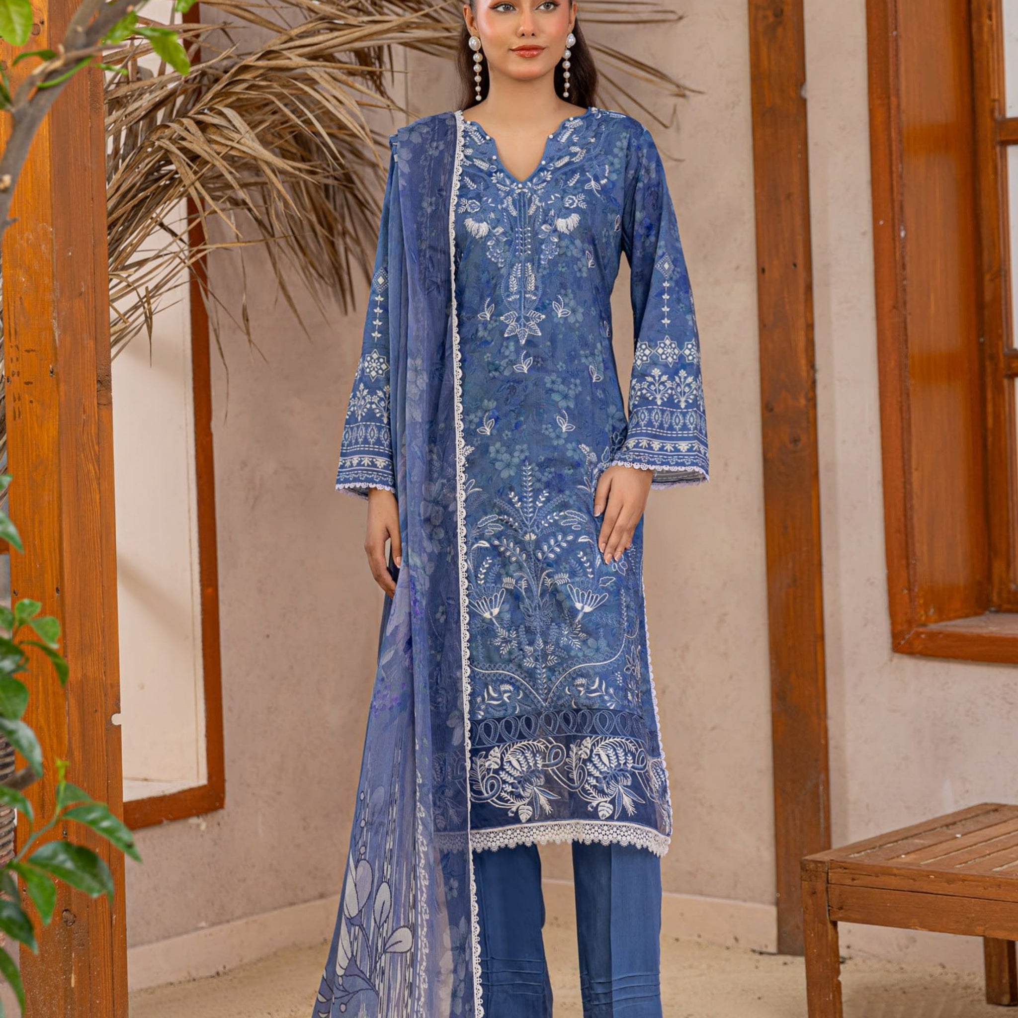 3 Piece Unstitched Embroidered Viscose Suit