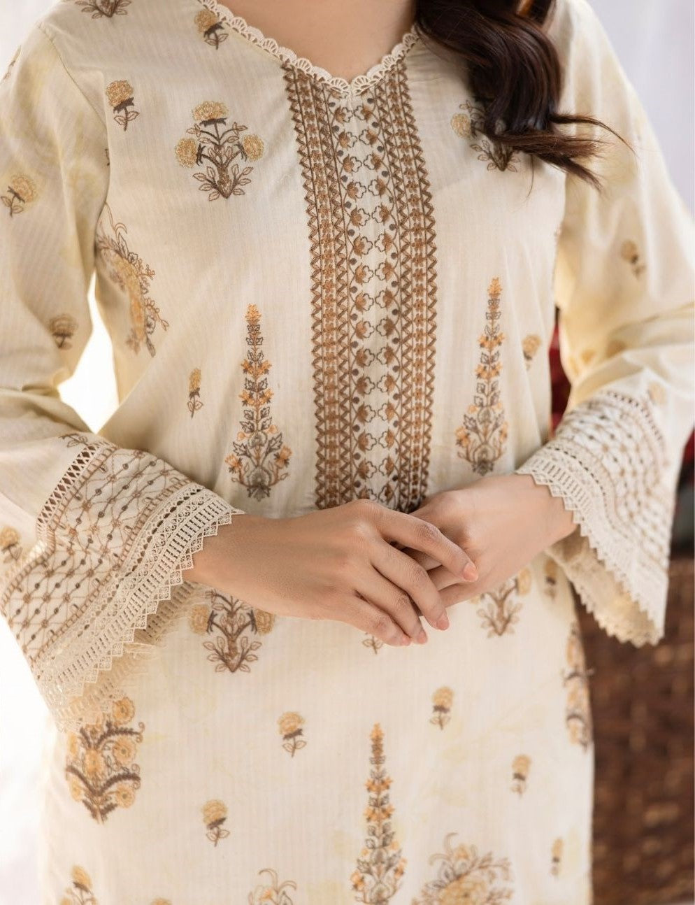 3 Piece Unstitched Embroidered Lawn Suit