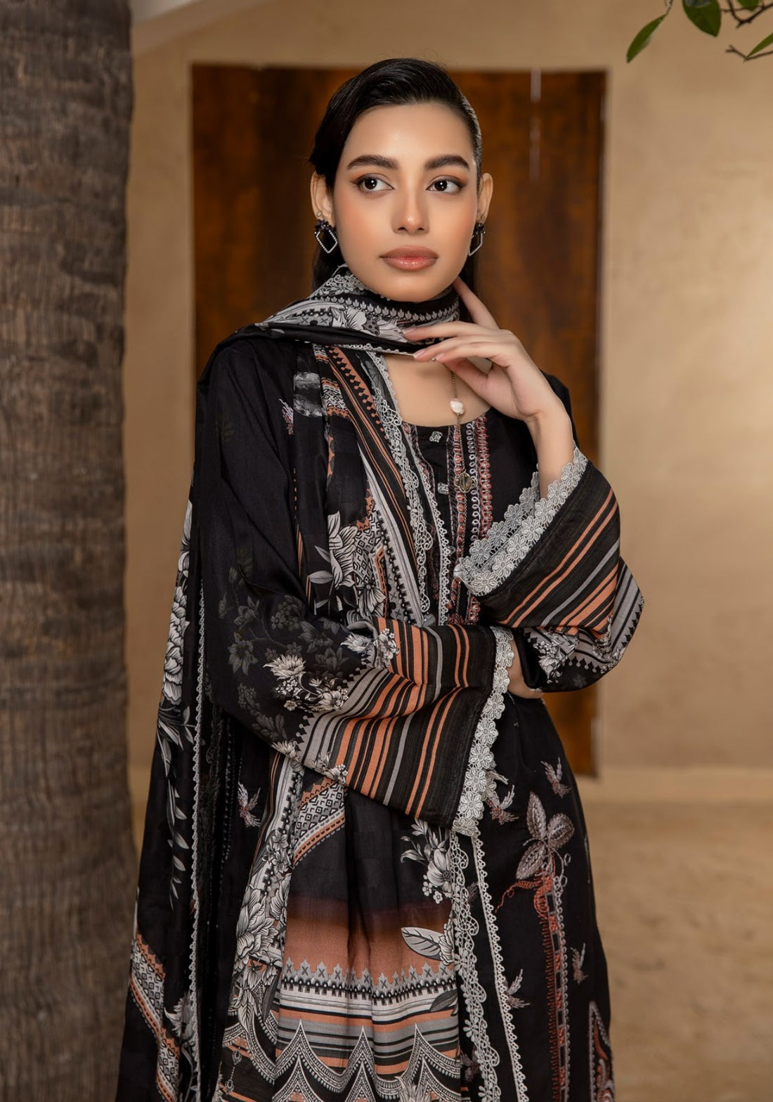 3 Piece Stitched Embroidered Viscose Suit