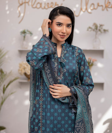 3 Piece Unstitched Embroidered Lawn Suit