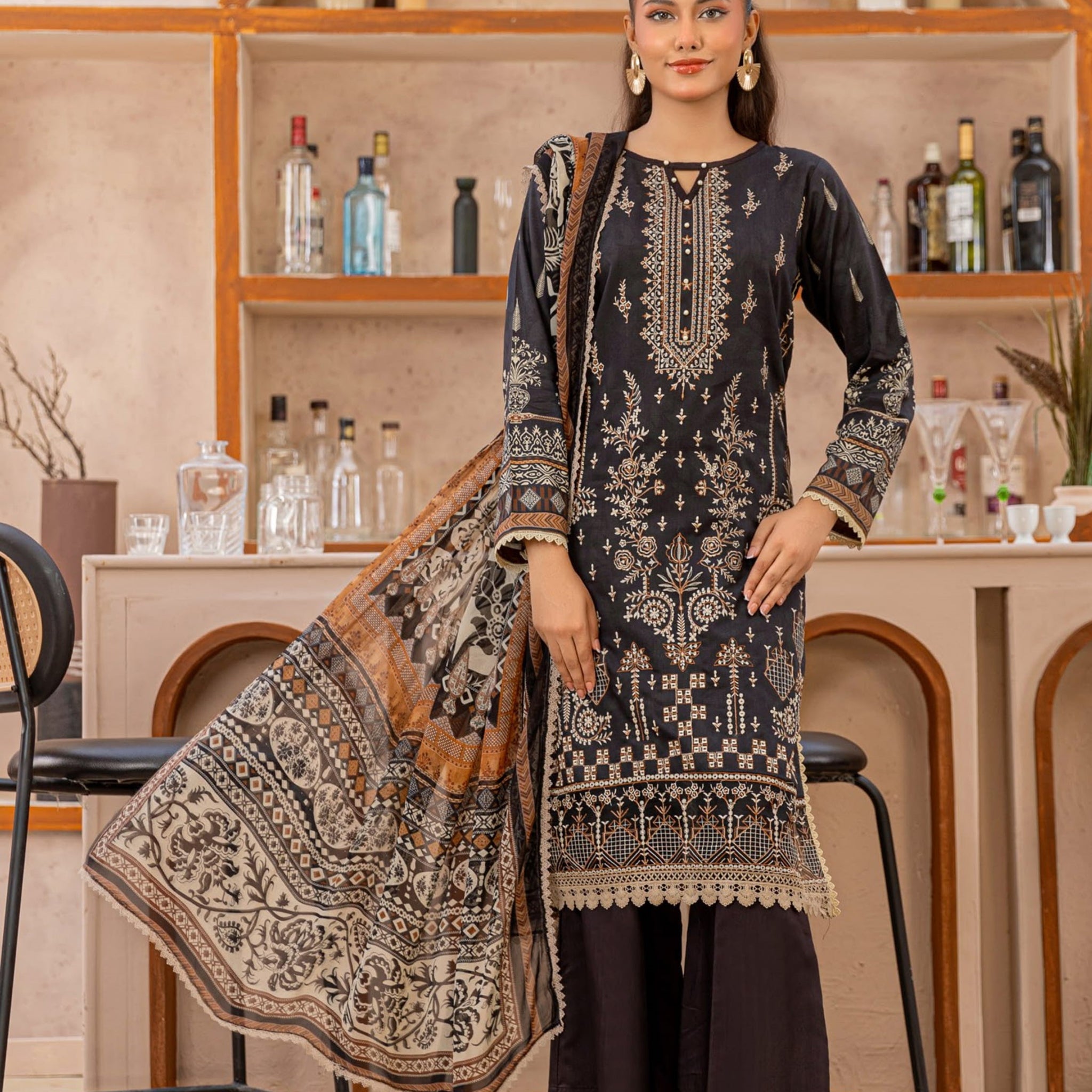 3 Piece Unstitched Embroidered Viscose Suit