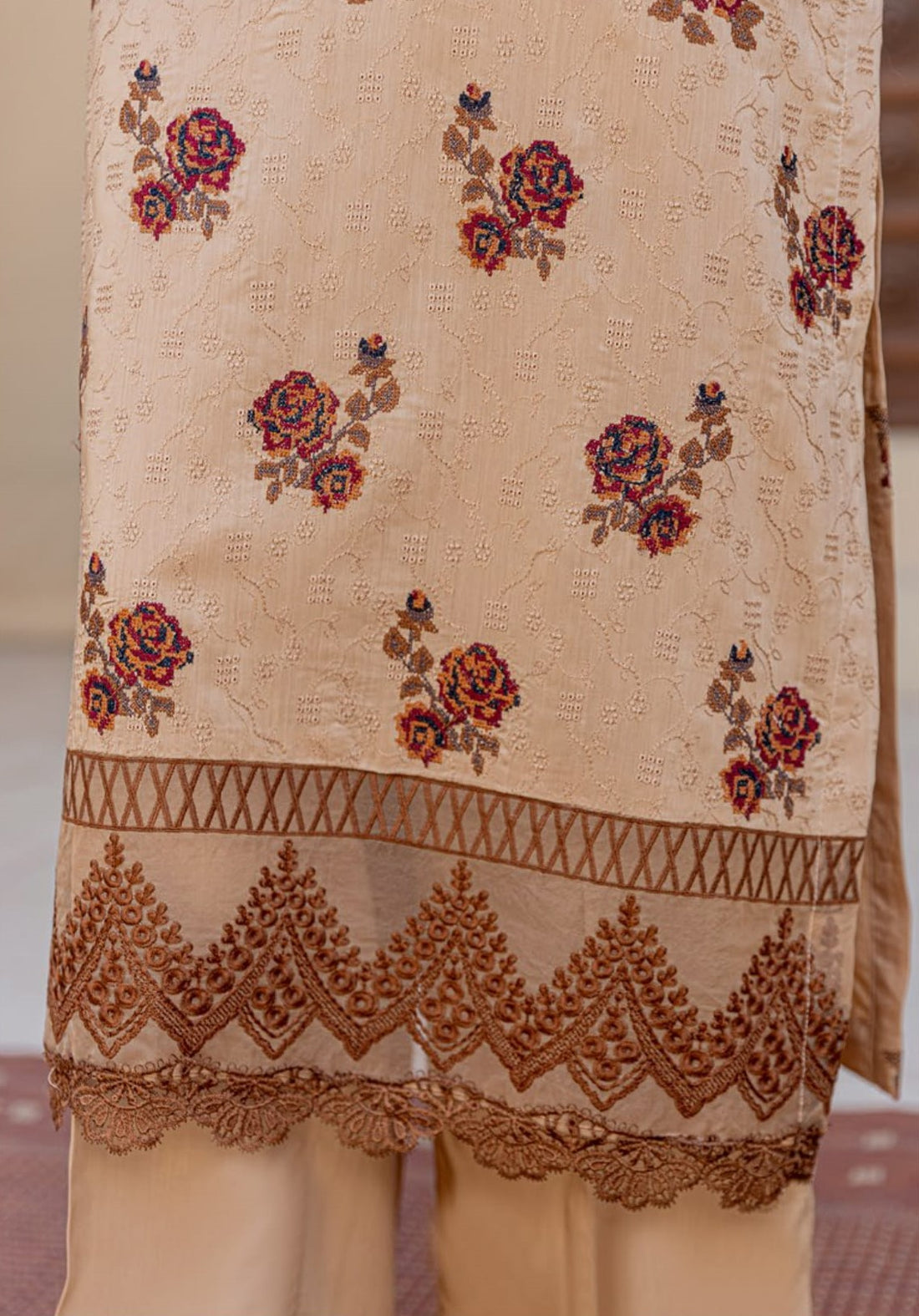 3 Piece Unstitched Chikankari Viscose Suit