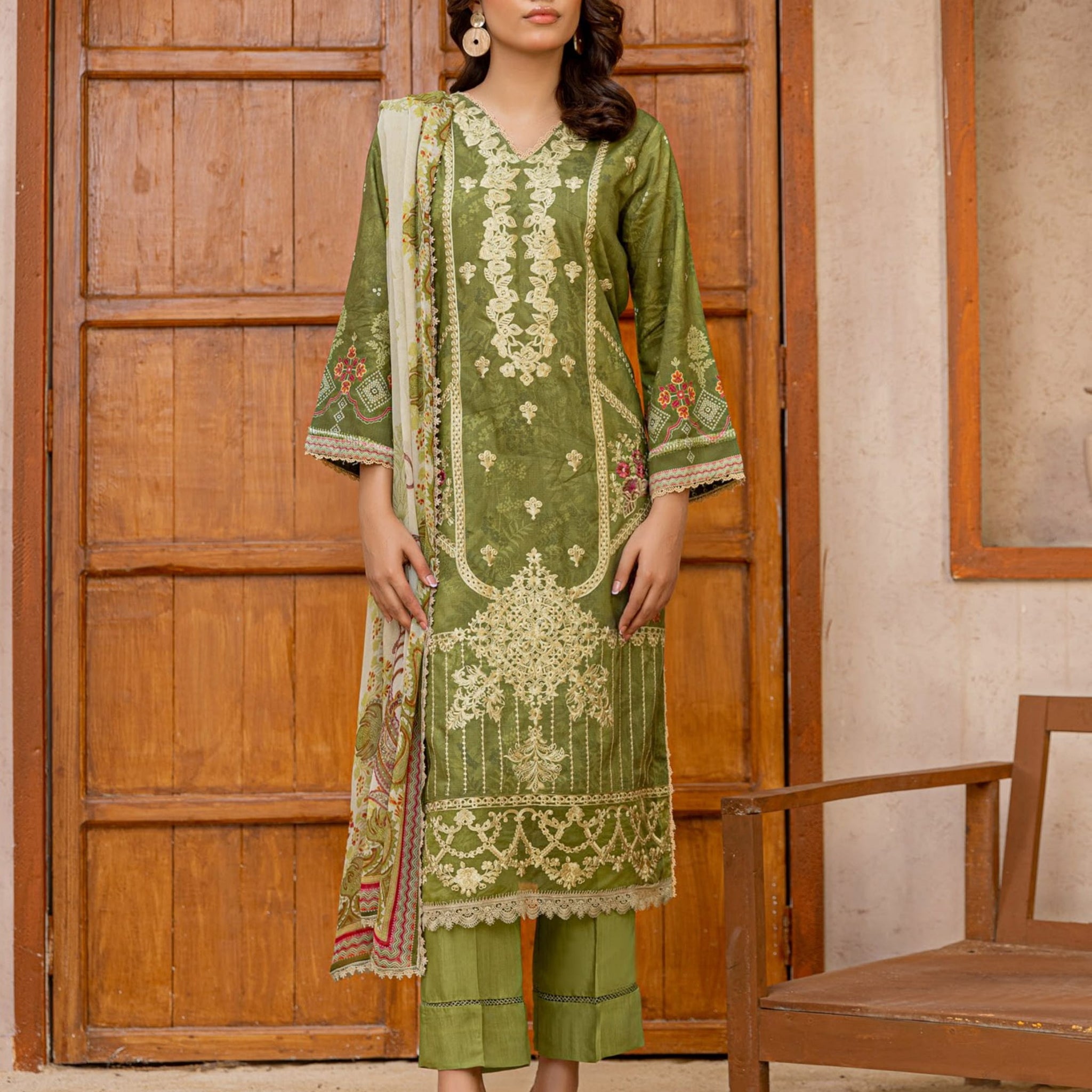 3 Piece Unstitched Embroidered Viscose Suit