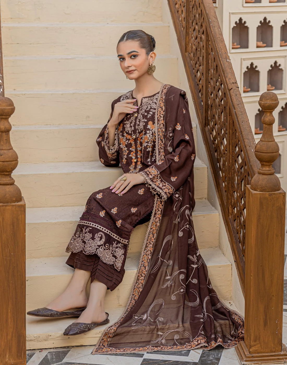 3 Piece Unstitched Chikankari Viscose Suit