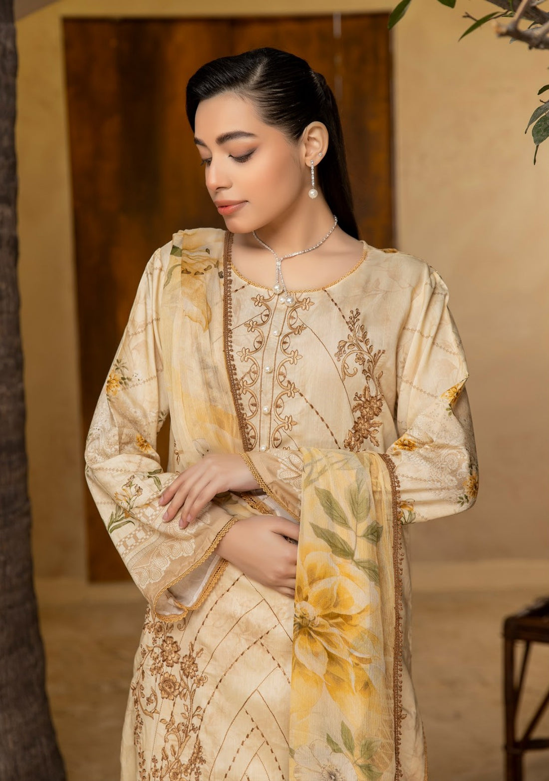 3 Piece Unstitched Embroidered Viscose Suit