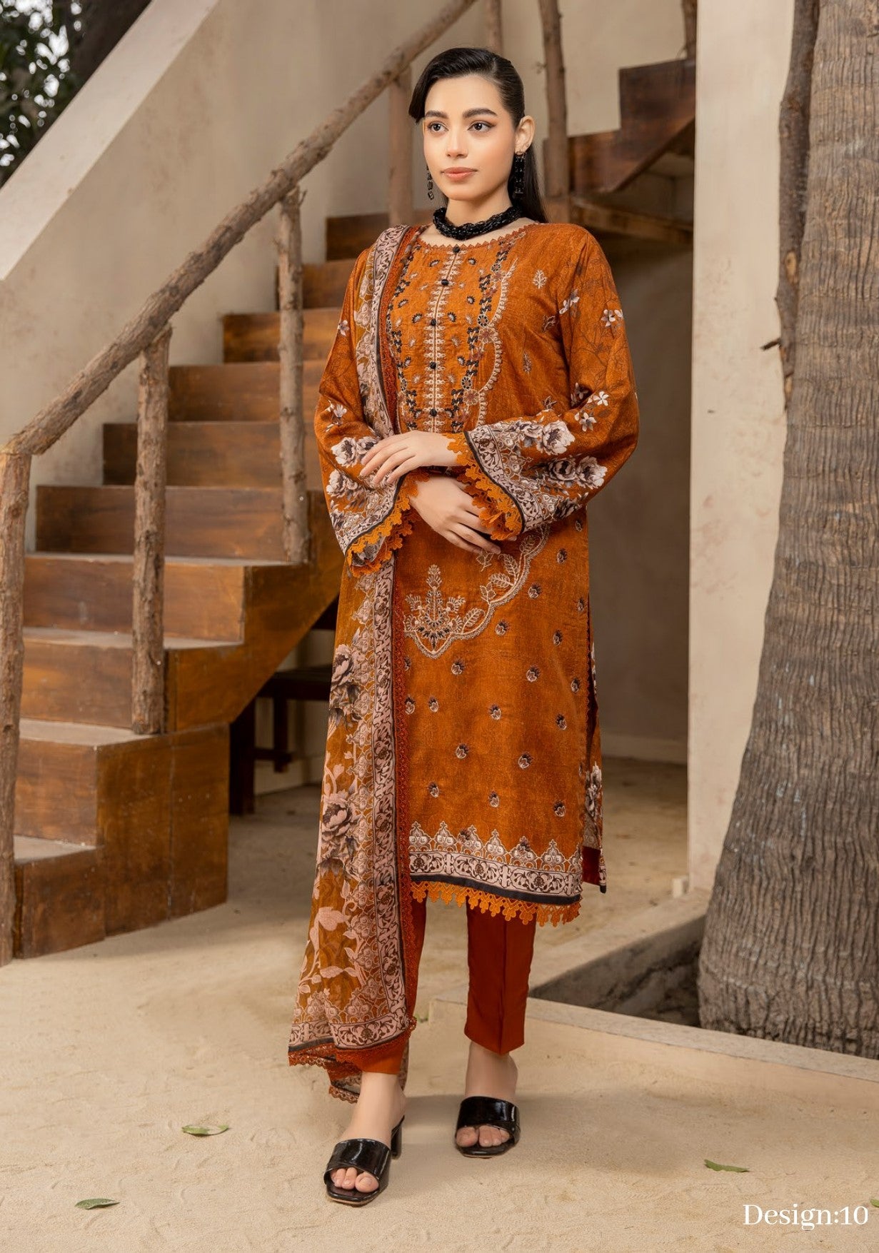 3 Piece Stitched Embroidered Viscose Suit