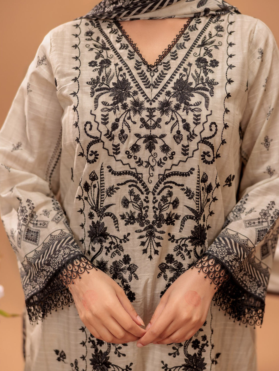 3 Piece Unstitched Embroidered Lawn Suit