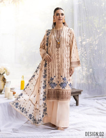 3 Piece Unstitched Embroidered Lawn Suit