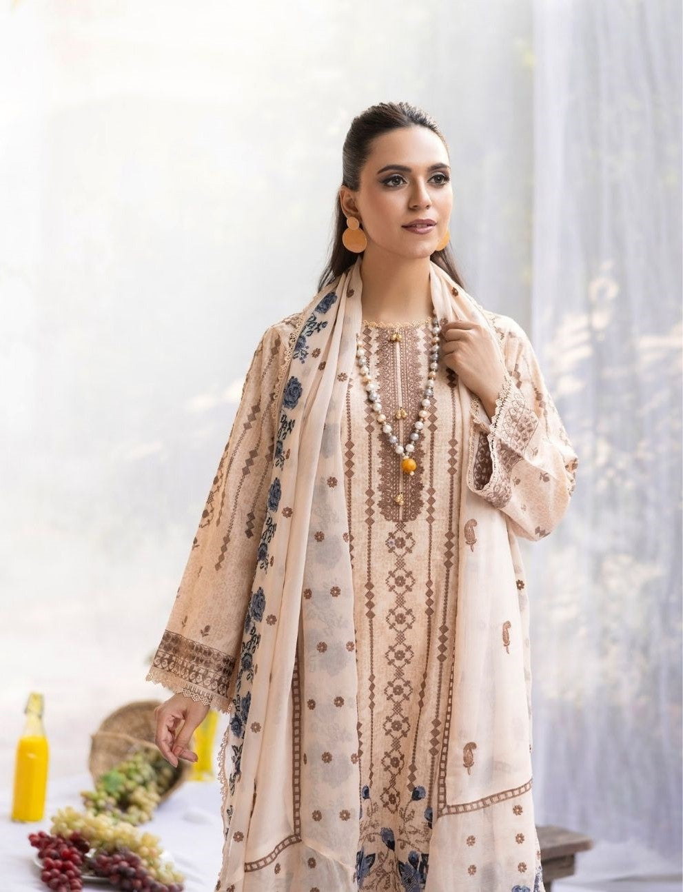 3 Piece Unstitched Embroidered Lawn Suit
