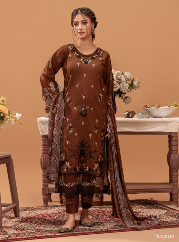 3 Piece Unstitched Embroidered Lawn Suit