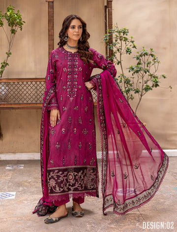 3 Piece Unstitched Embroidered Viscose Suit