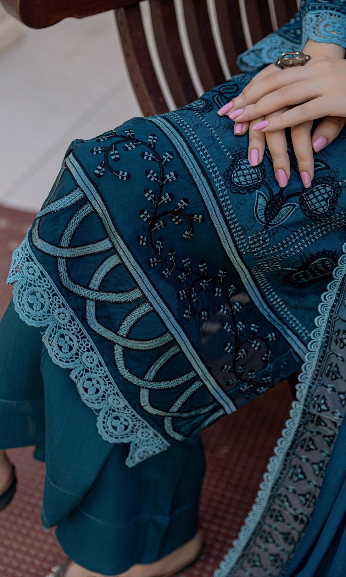 3 Piece Unstitched Chikankari Viscose Suit