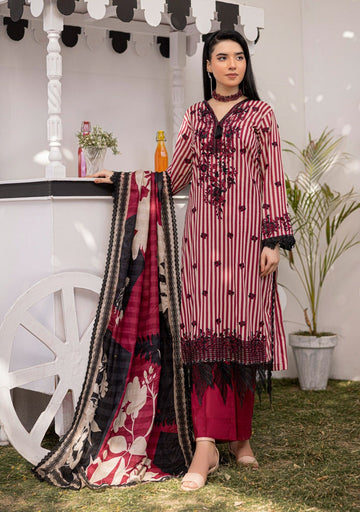 3 Piece Unstitched Embroidered Lawn Suit