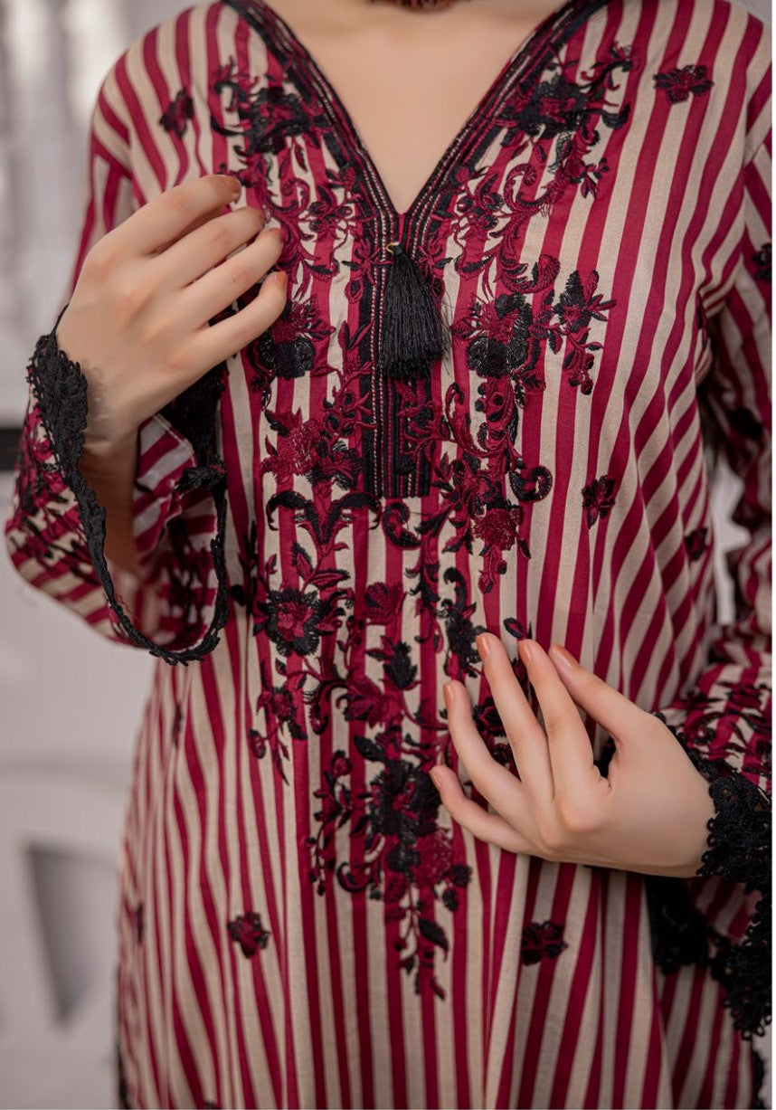 3 Piece Unstitched Embroidered Lawn Suit