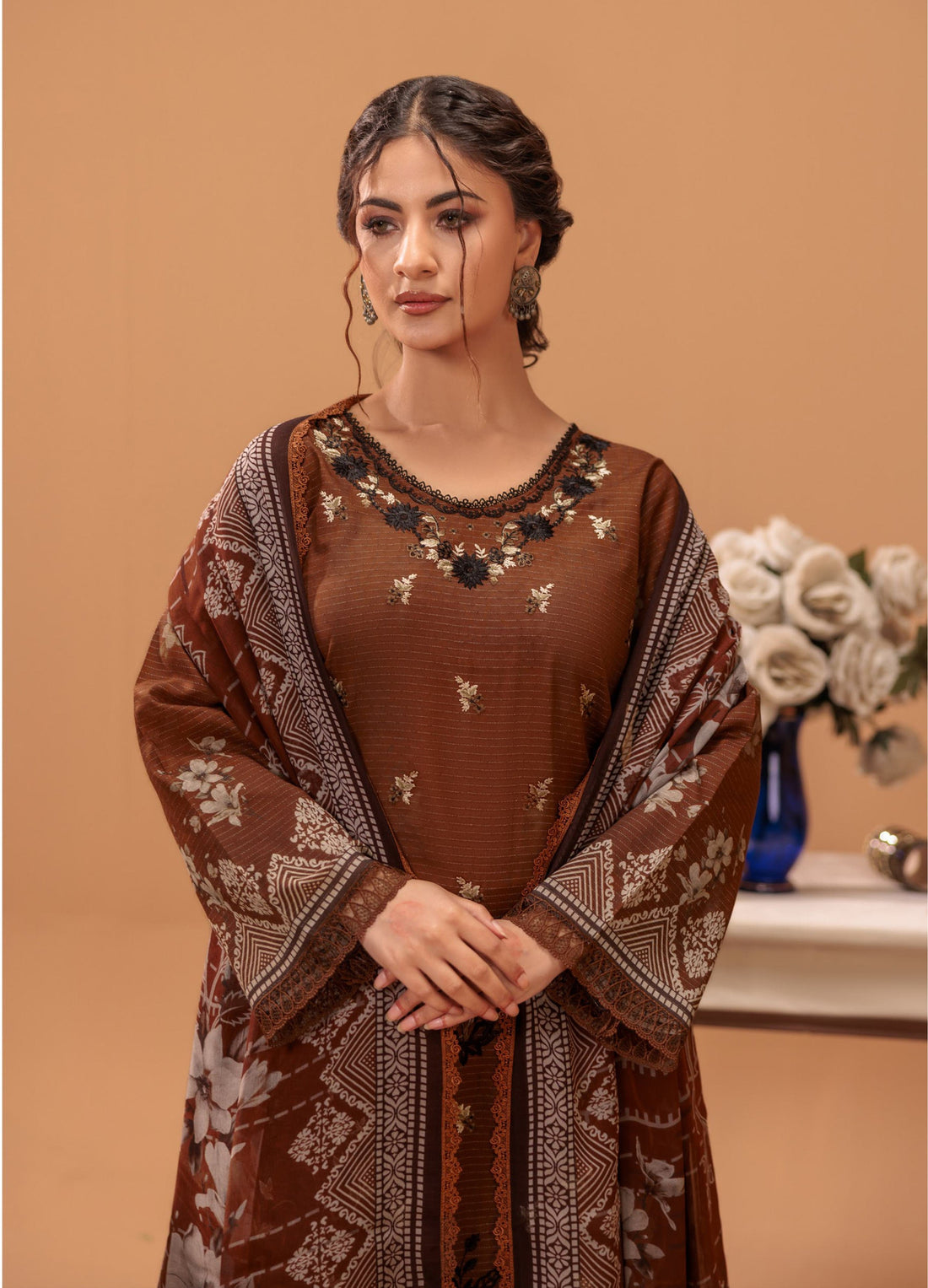 3 Piece Unstitched Embroidered Lawn Suit