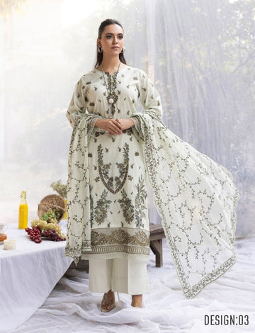 3 Piece Unstitched Embroidered Lawn Suit